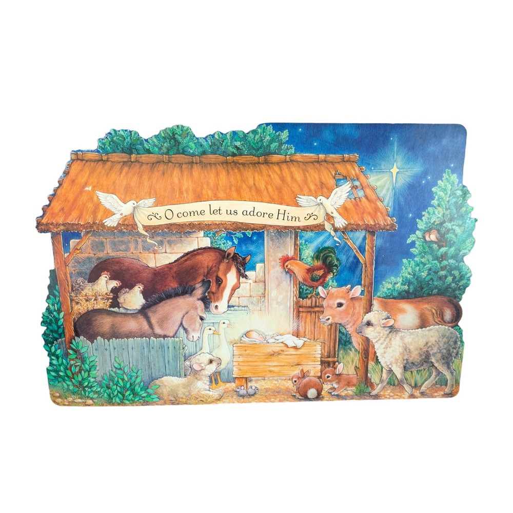 Vintage Hallmark 1983 Diecut Nativity Scene Double Sided Tabletop Centerpiece